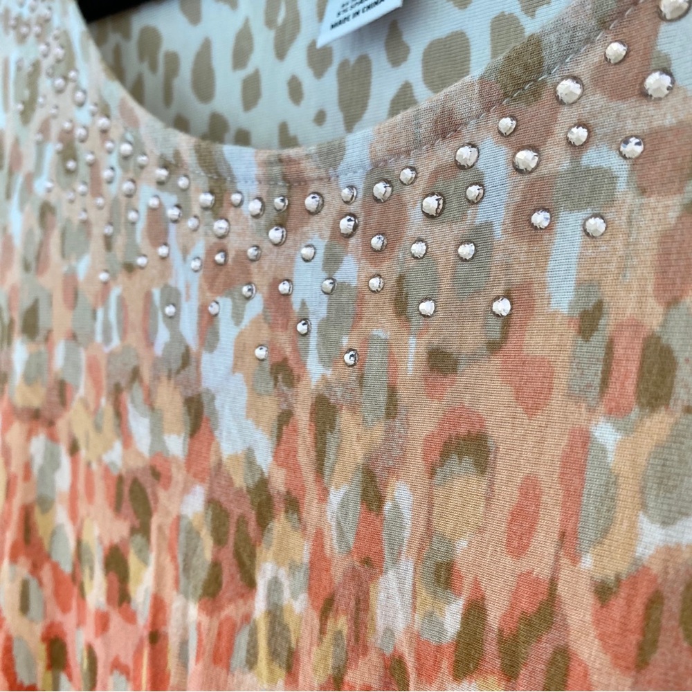 Ruby Rd. Orange Gradient Leopard Print Tunic Embe… - image 3